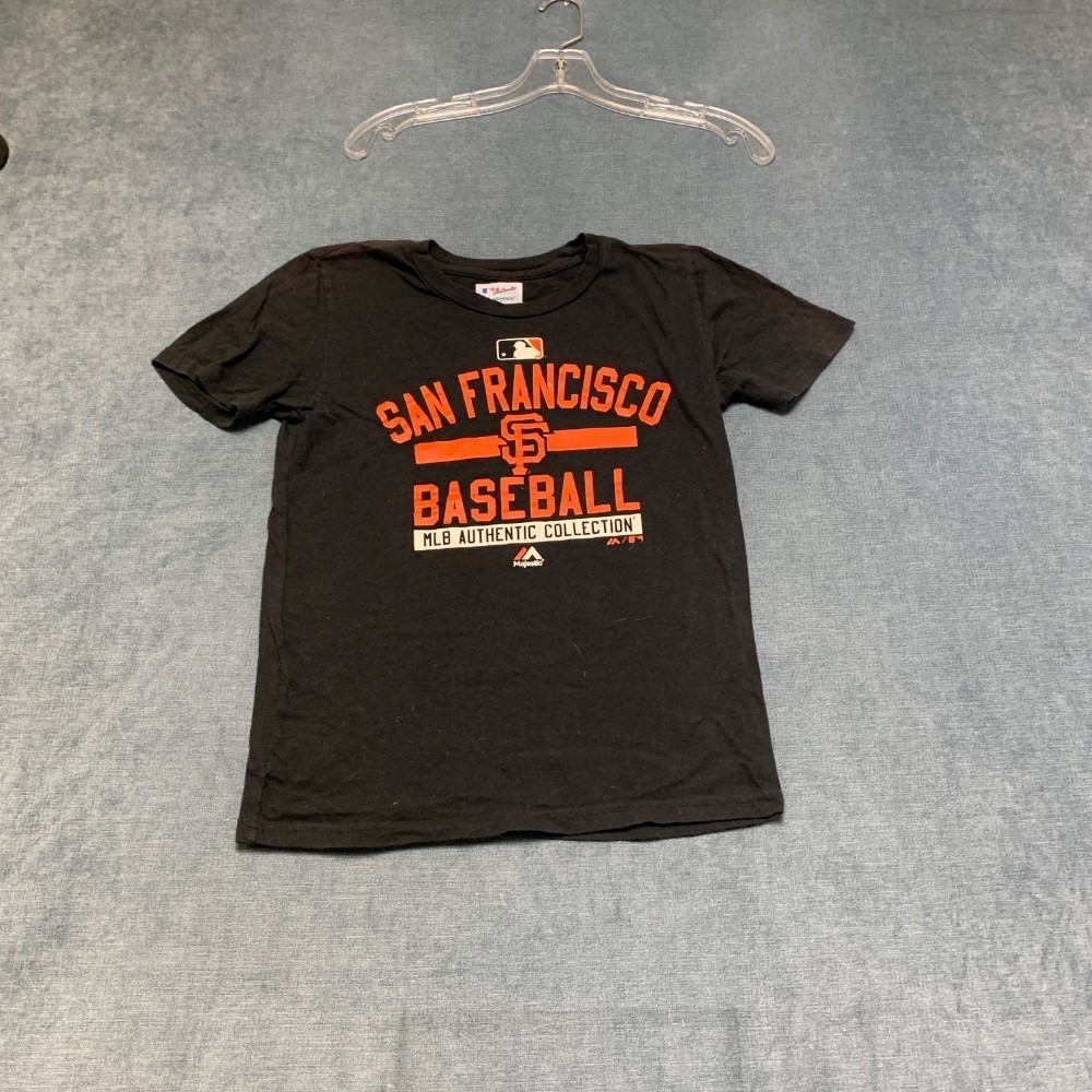 San Francisco Giants T Shirt Boys M 10-12 Gray Majestic Baseball MLB Authentic